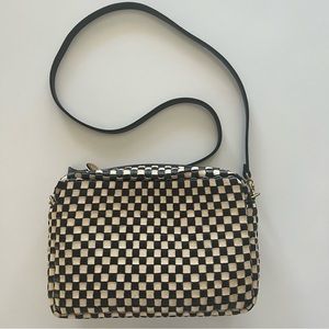 Clare V. Marisol Woven Black and Cream Handbag